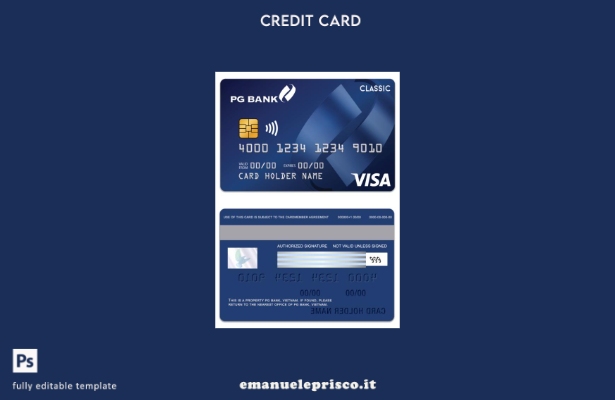 modello di carta classica per visto Vietnam PG Bank in stile verificato